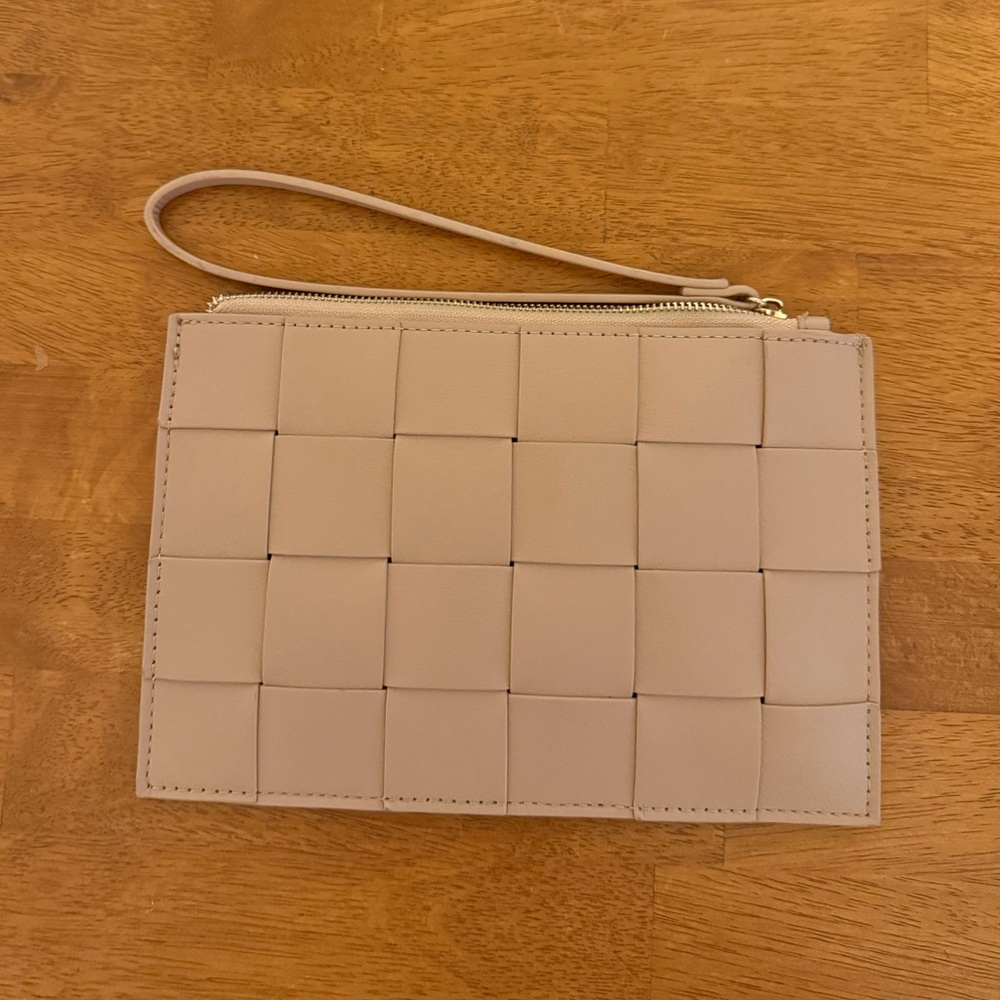 Simple Cream Woven Anthropology Clutch